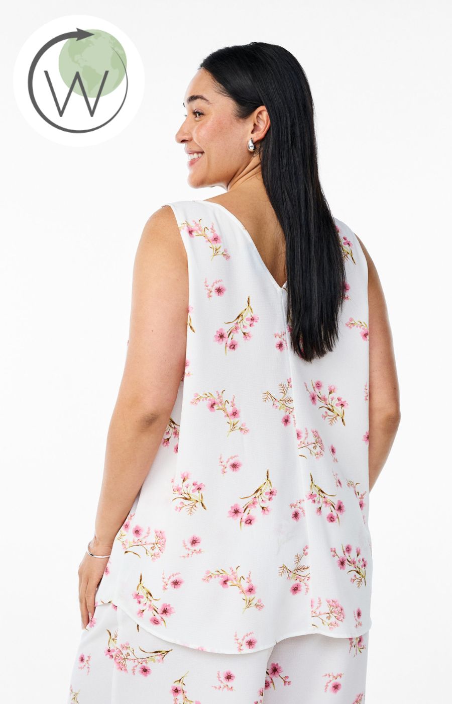 Zizzi Anni Sleeveless Top in White