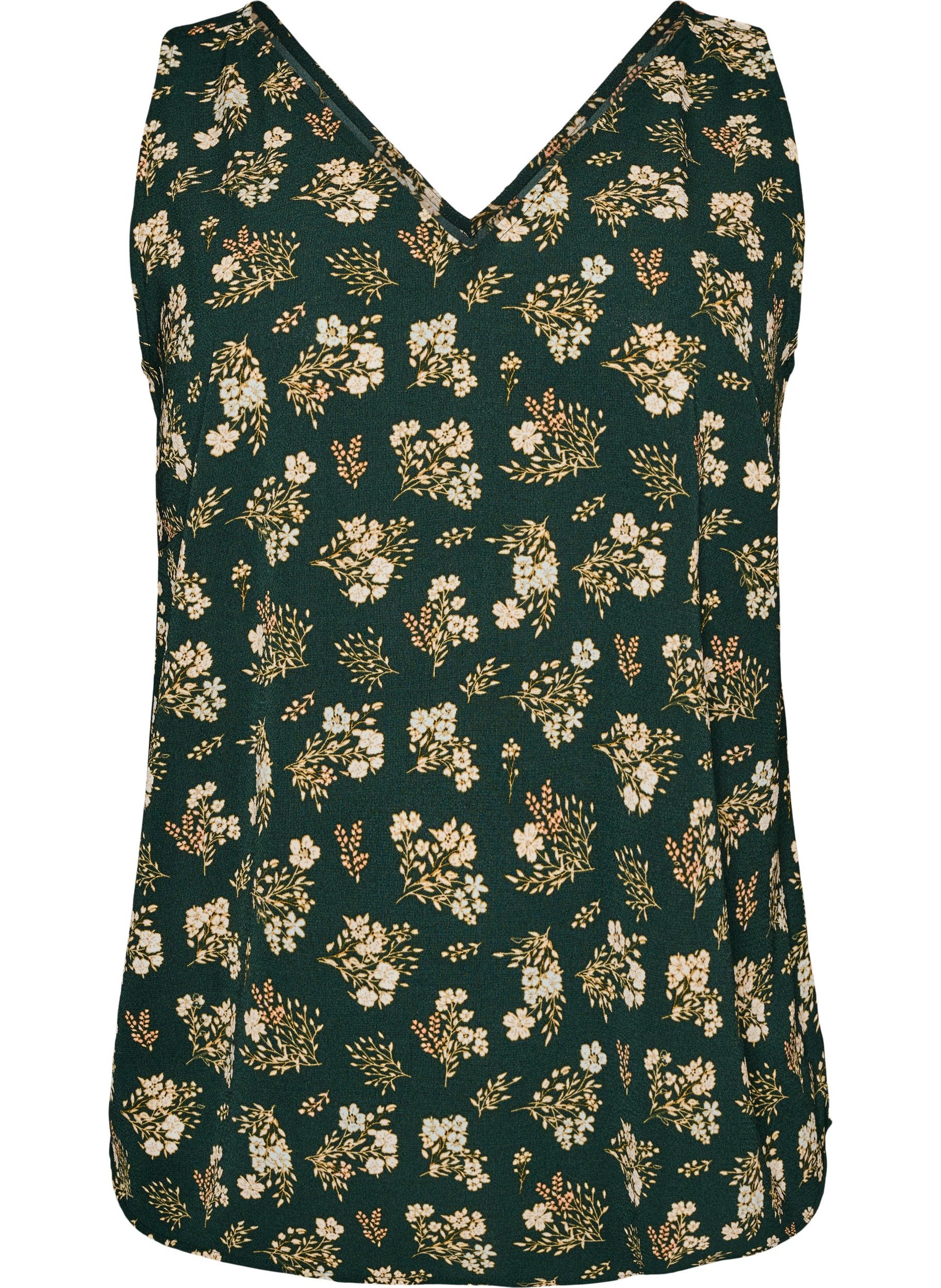 Zizzi Anni Top in Green Flower 