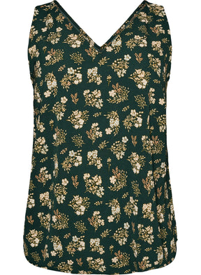 Zizzi Anni Top in Green Flower 