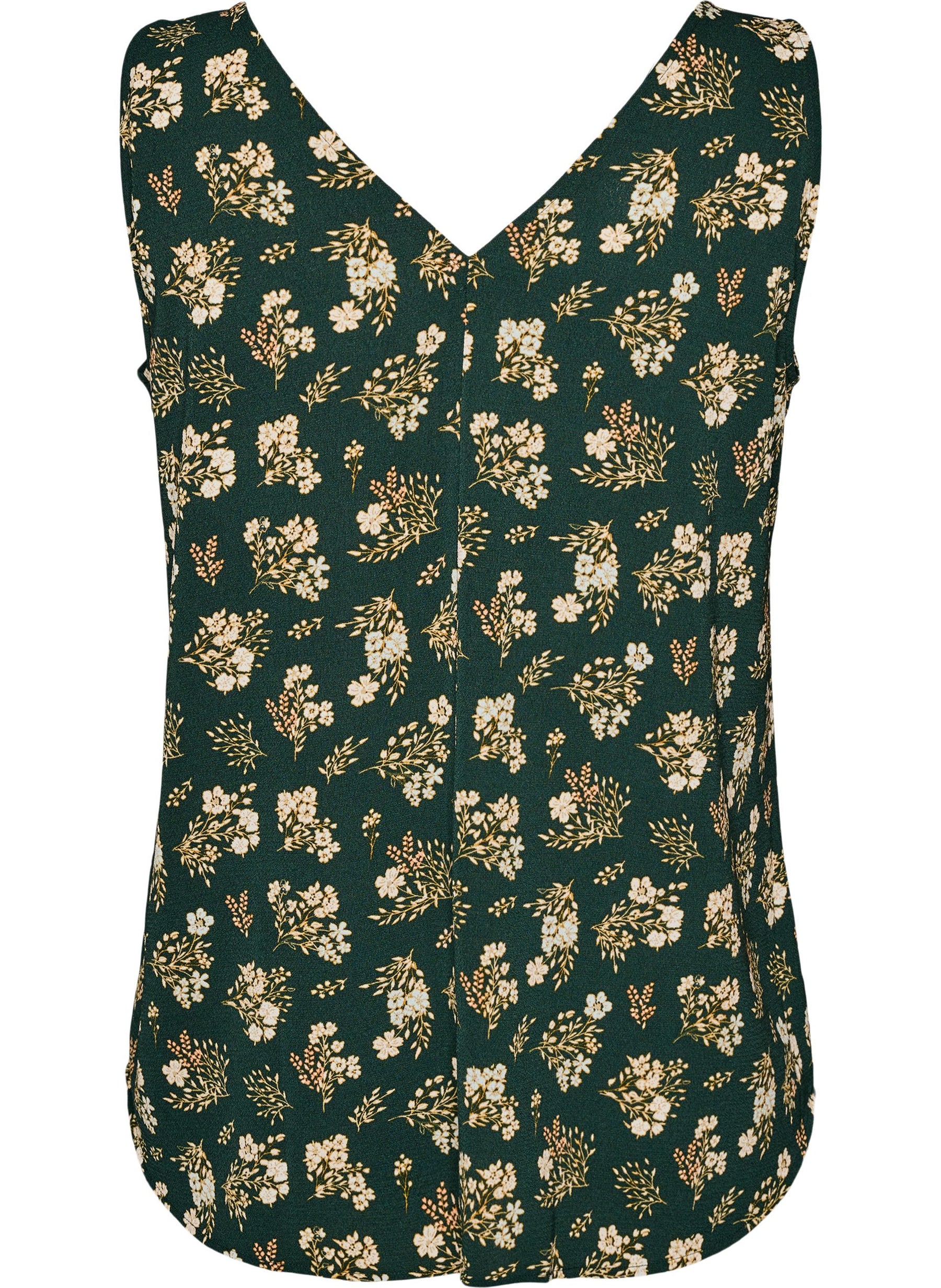 Zizzi Anni Top in Green Flower 