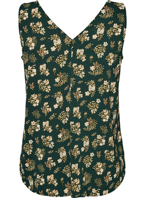 Zizzi Anni Top in Green Flower 
