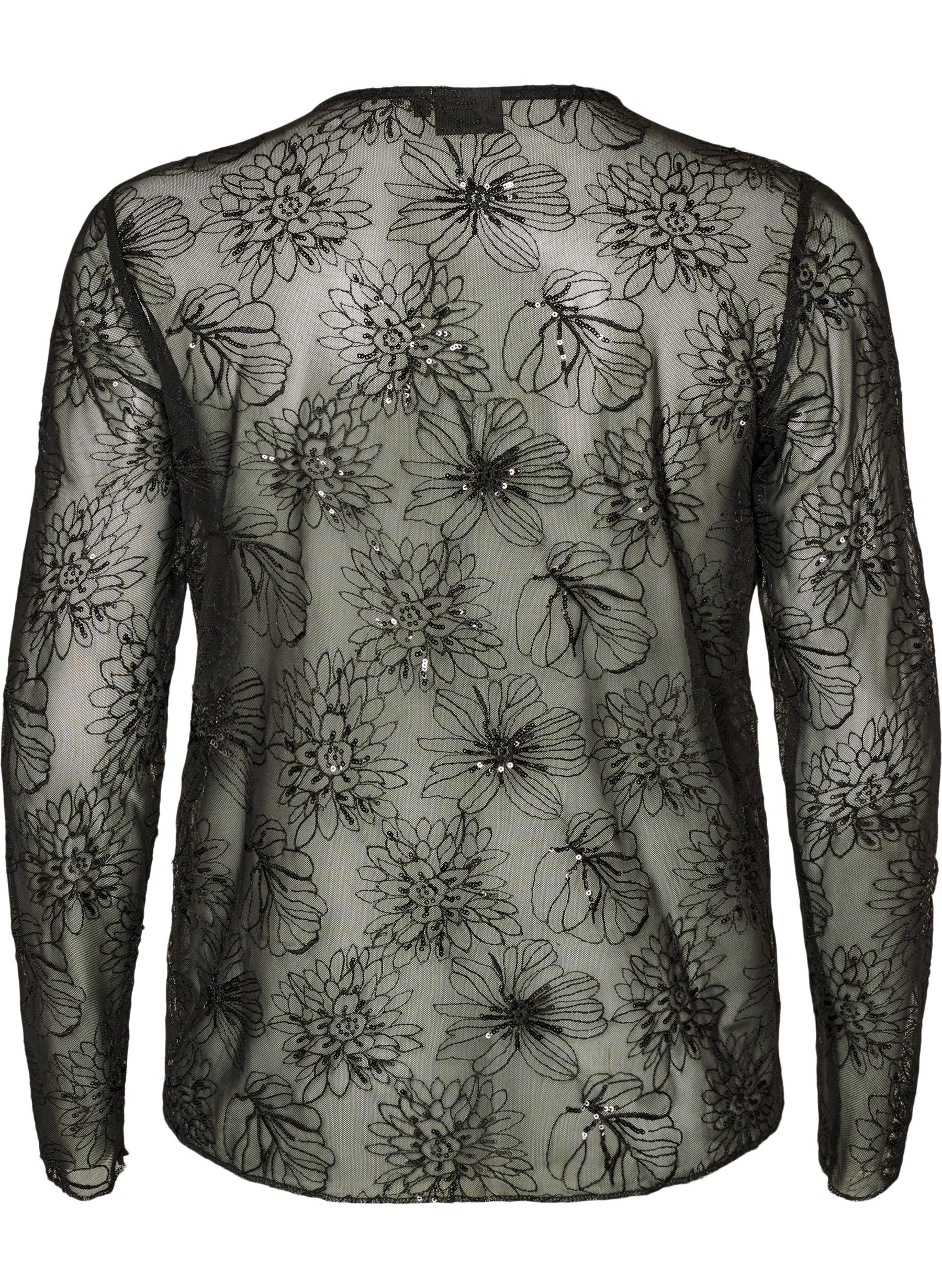 Zizzi Asmin Sheer Blouse in Black 