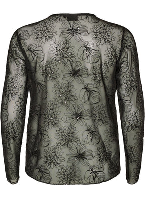 Zizzi Asmin Sheer Blouse in Black 