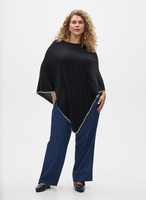 Zizzi Autumn Poncho in Black 