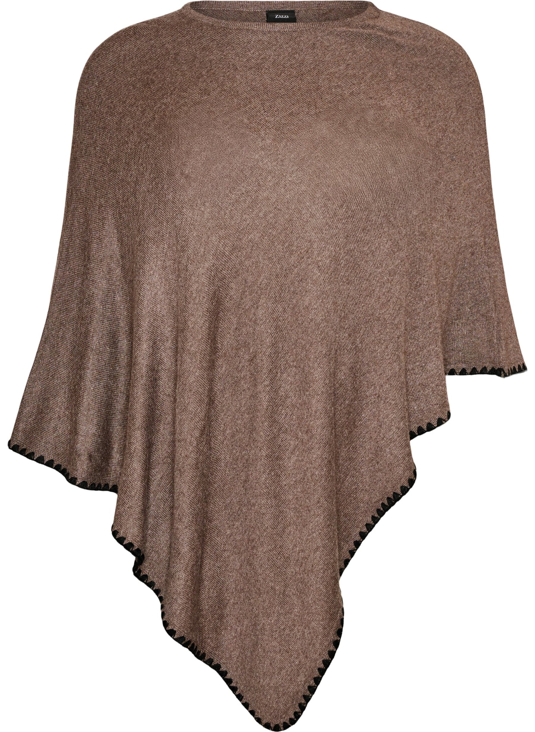Zizzi Autumn Poncho in Brown  