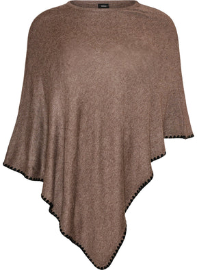 Zizzi Autumn Poncho in Brown  