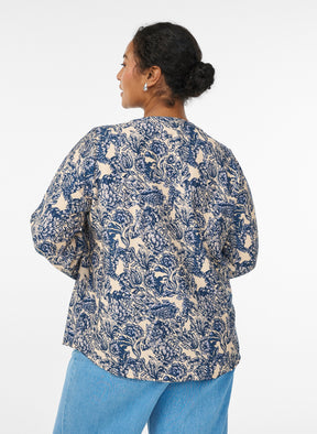 Zizzi Ava Blouse in Blue Flower