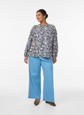 Zizzi Ava Blouse in Blue Flower