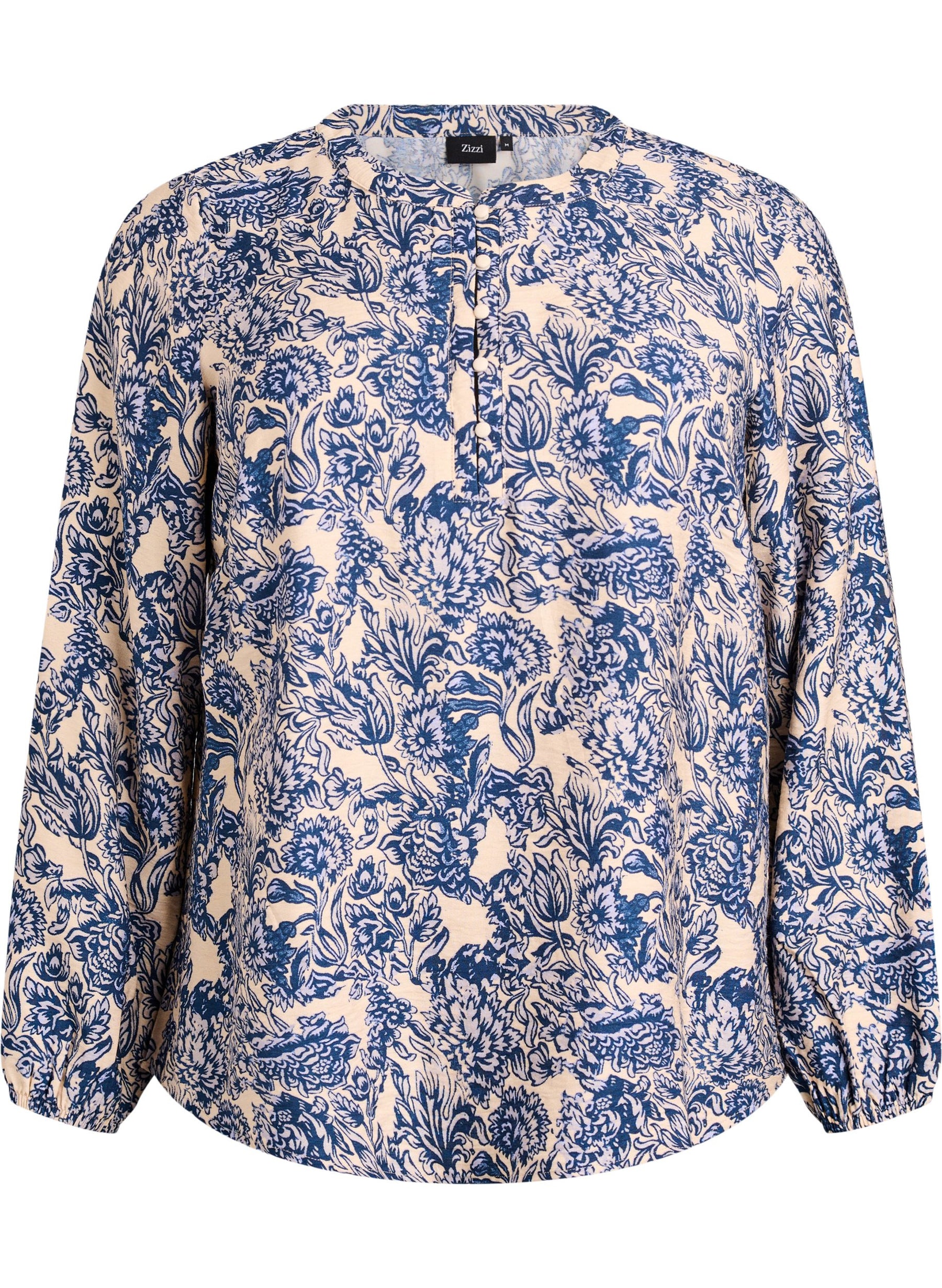Zizzi Ava Blouse in Blue Flower