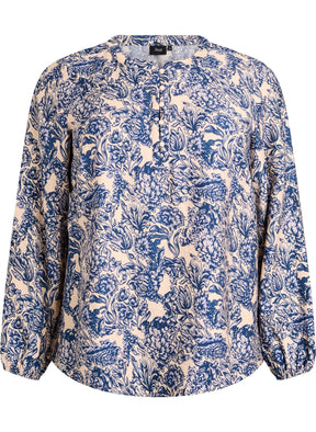 Zizzi Ava Blouse in Blue Flower