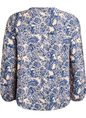 Zizzi Ava Blouse in Blue Flower