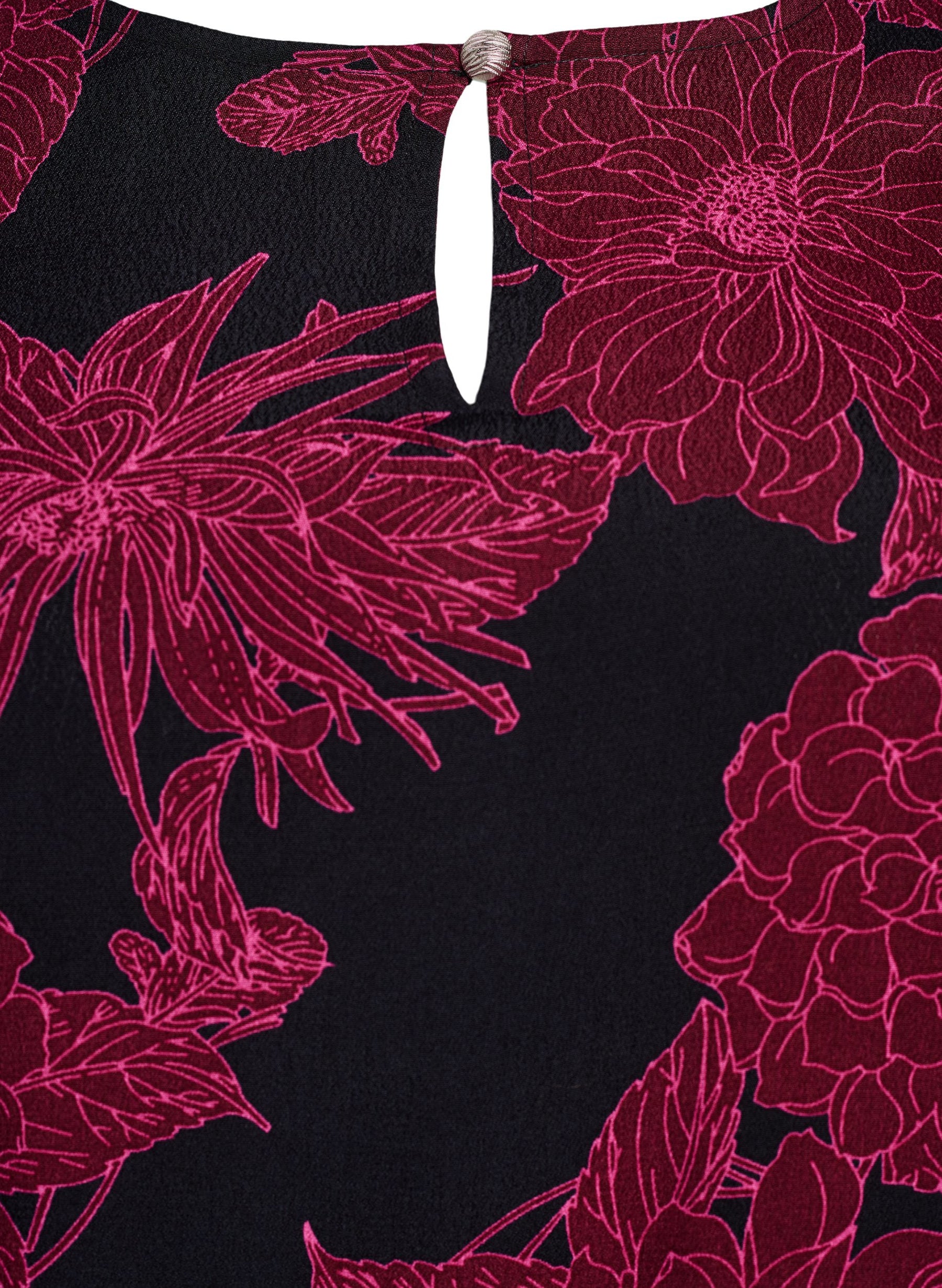 Zizzi Bella Smocked Blouse with Wine Floral Print