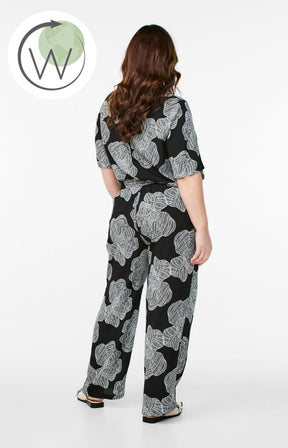 Zizzi Bella Trousers in Black Flower