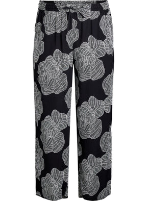 Zizzi Bella Trousers in Black Flower