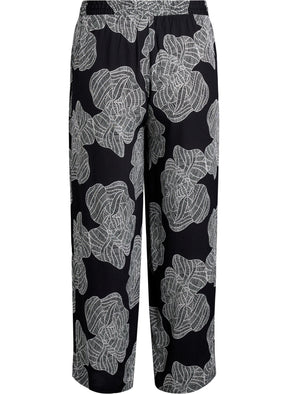 Zizzi Bella Trousers in Black Flower