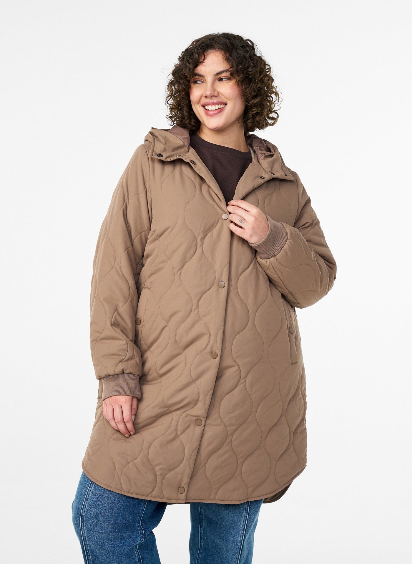 Zizzi Bibi Coat in Taupe
