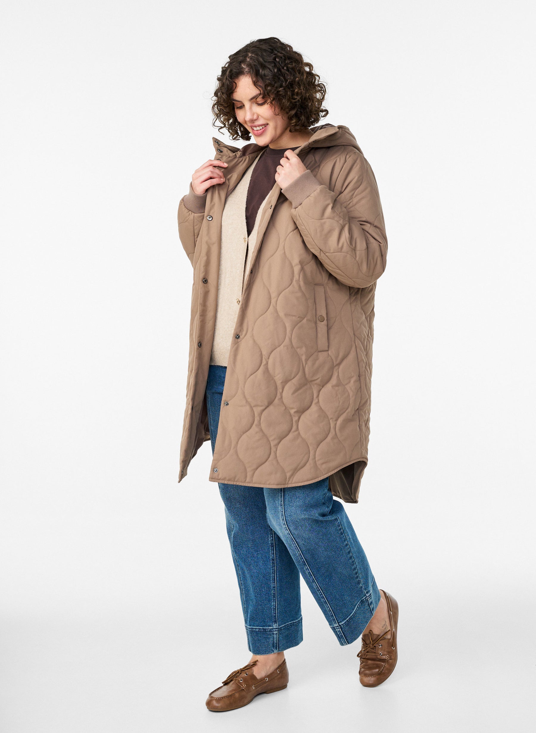 Zizzi Bibi Coat in Taupe