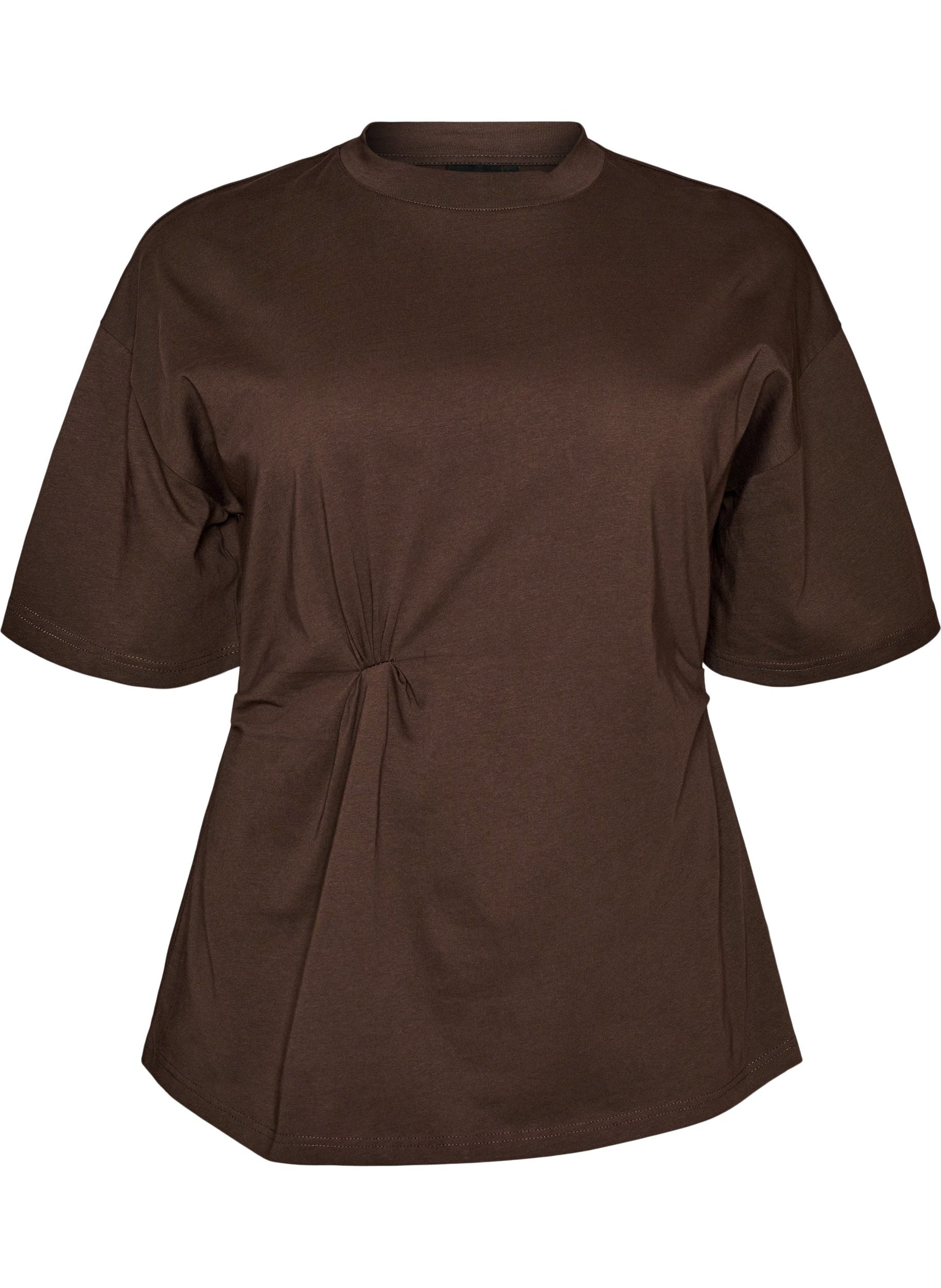 Zizzi Billie T-Shirt in Chocolate Brown 