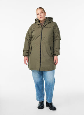 Zizzi Cam Coat in Khaki