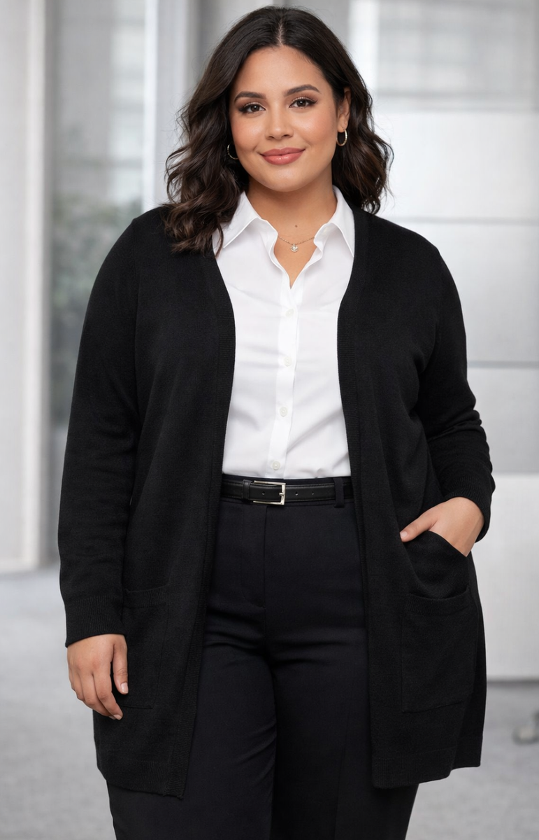 Zizzi Carrie Cardigan in Black | Plus Size Tops | Wardrobeplus.ie