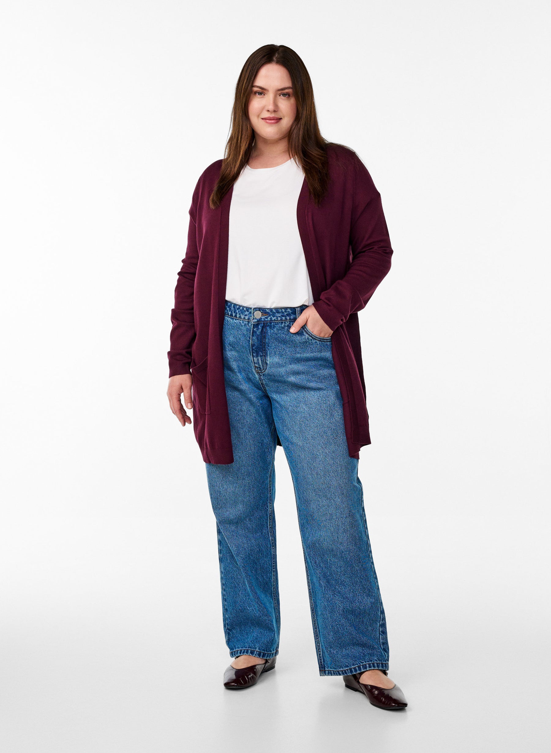 Zizzi Carrie Cardigan in Wine 