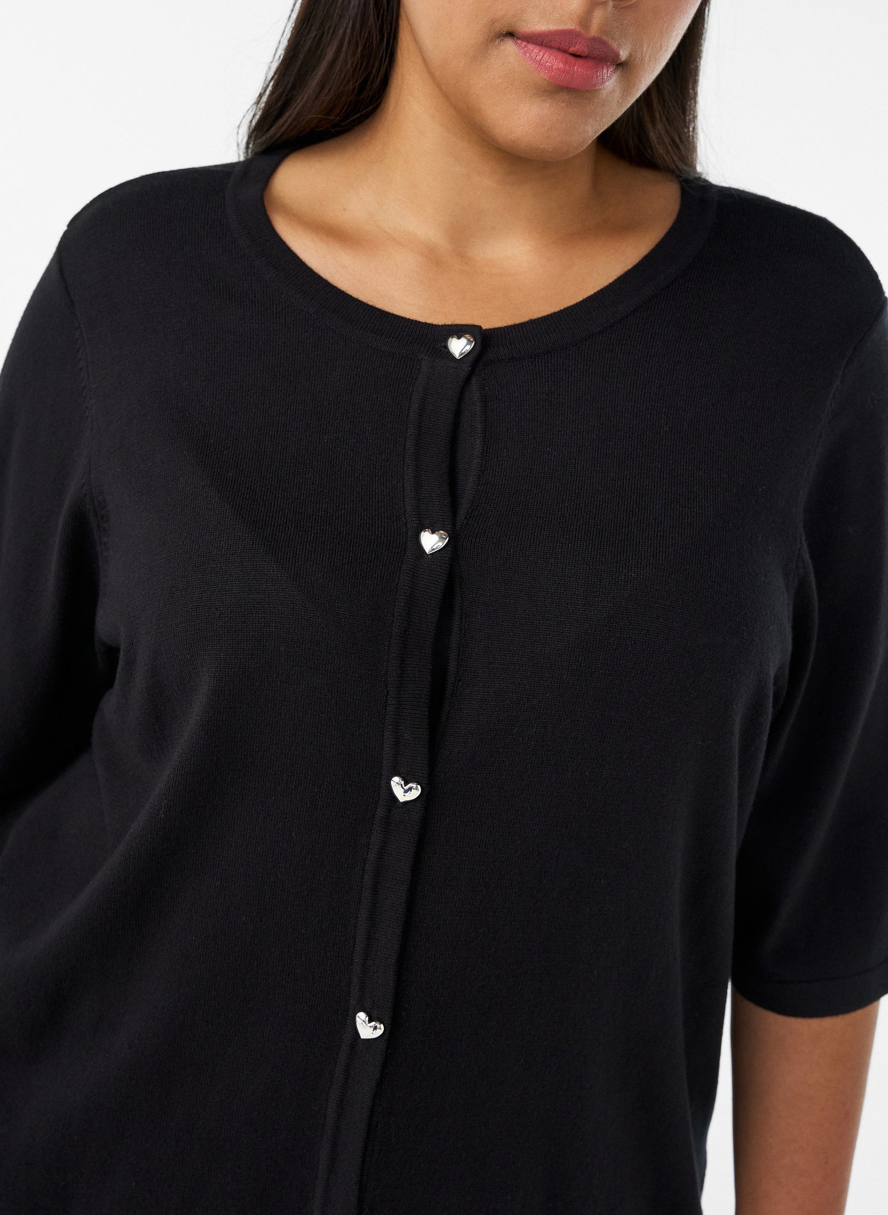 Zizzi Carrie Short Sleeve Cardigan in Black  