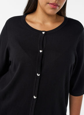 Zizzi Carrie Short Sleeve Cardigan in Black  
