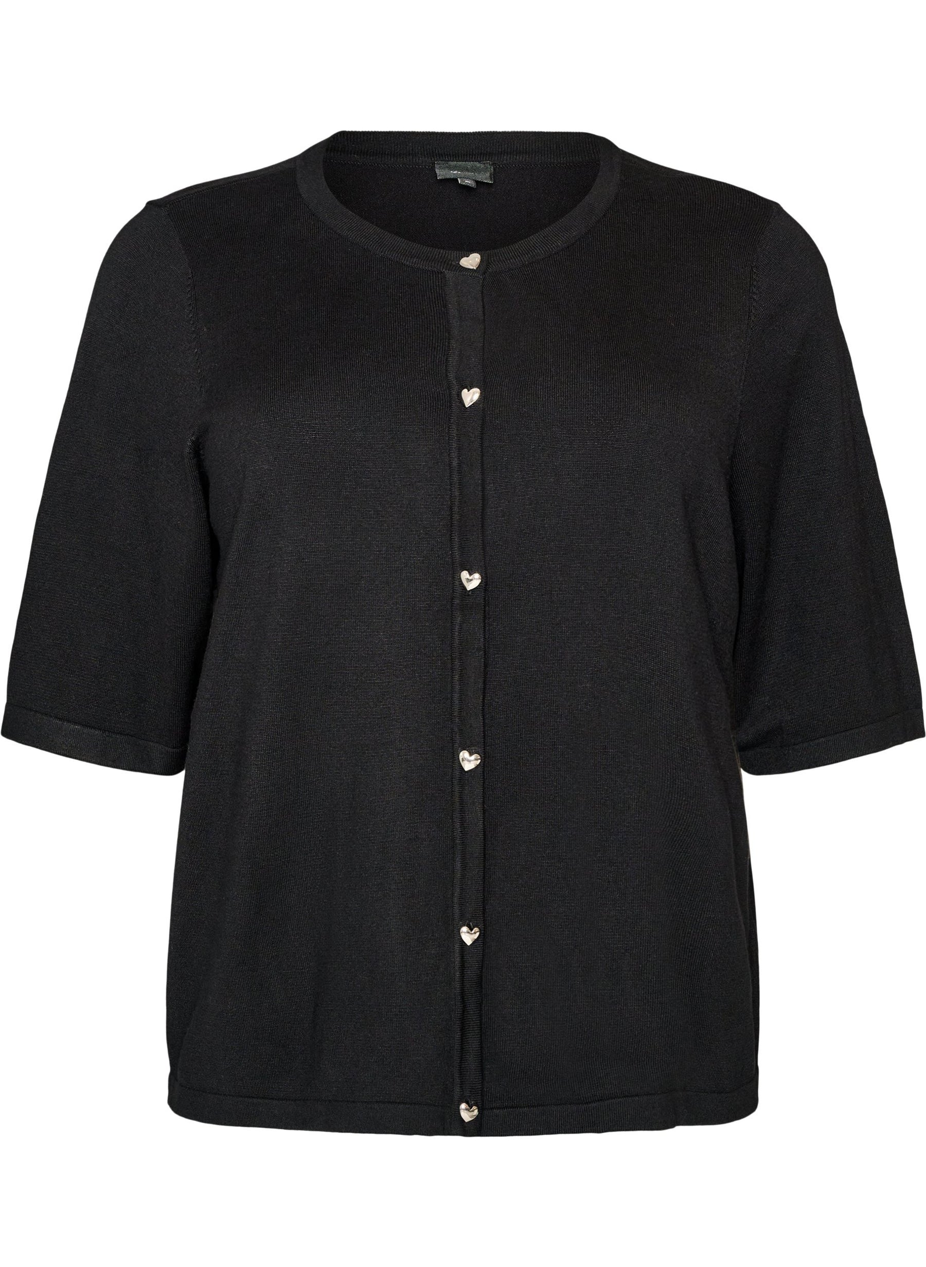 Zizzi Carrie Short Sleeve Cardigan in Black  