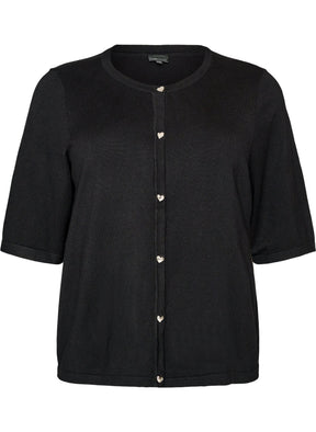 Zizzi Carrie Short Sleeve Cardigan in Black  