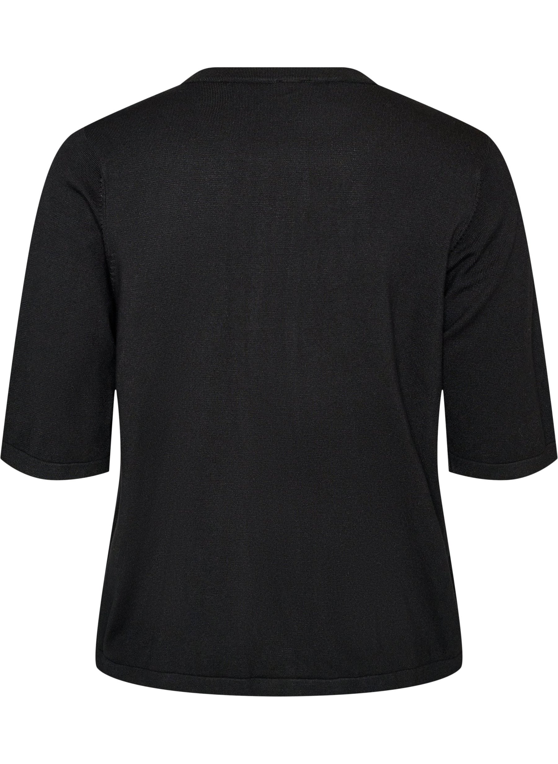 Zizzi Carrie Short Sleeve Cardigan in Black  