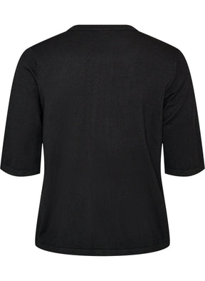 Zizzi Carrie Short Sleeve Cardigan in Black  