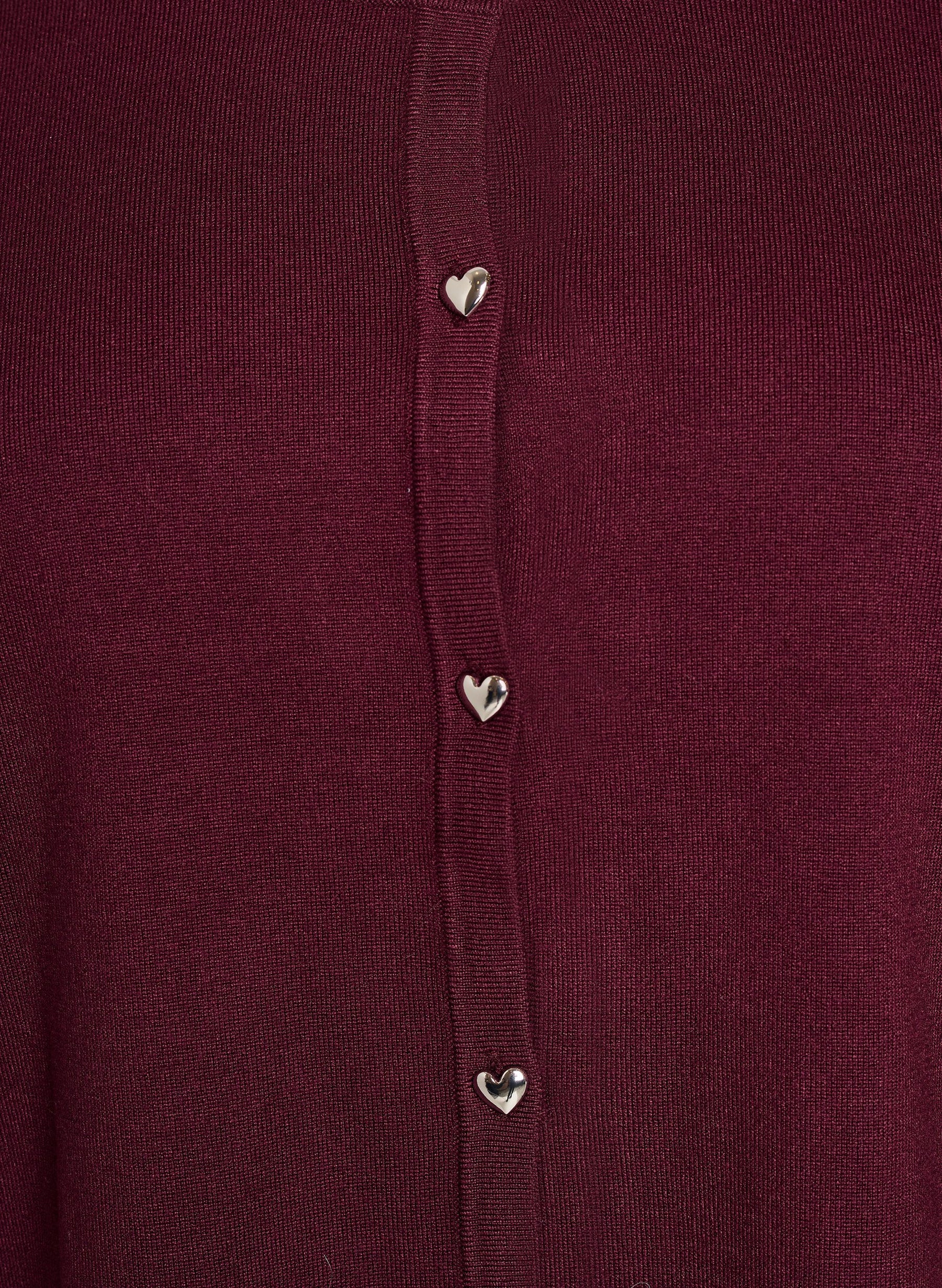 Zizzi Carrie Short Sleeve Cardigan in Wine 