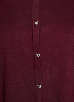 Zizzi Carrie Short Sleeve Cardigan in Wine 