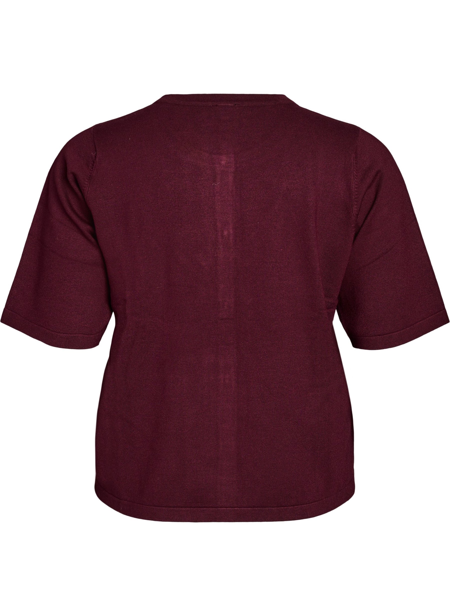 Zizzi Carrie Short Sleeve Cardigan in Wine 