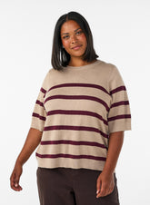 Zizzi Carrie Short Sleeve Knit in Taupe