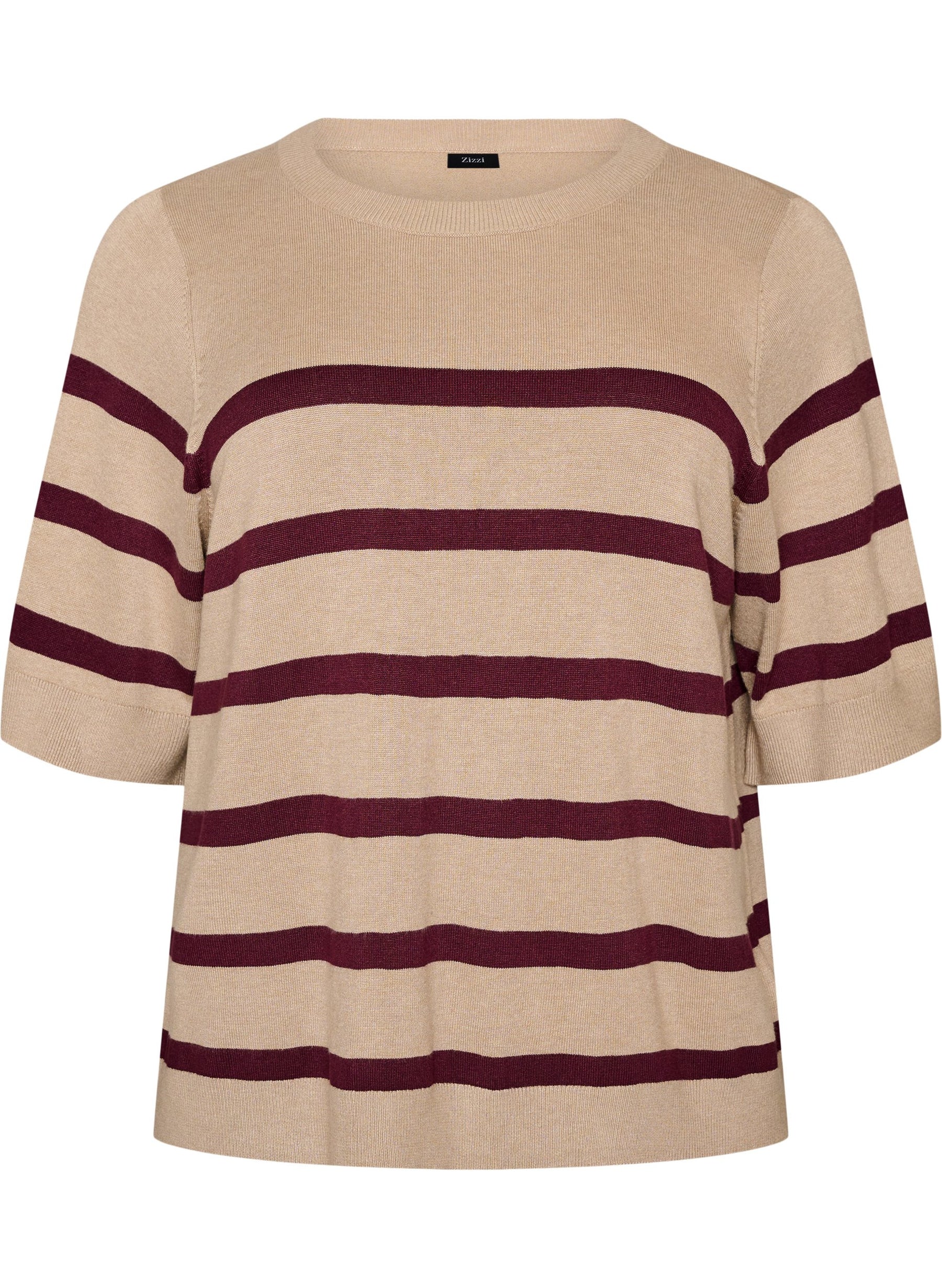 Zizzi Carrie Short Sleeve Knit in Taupe 