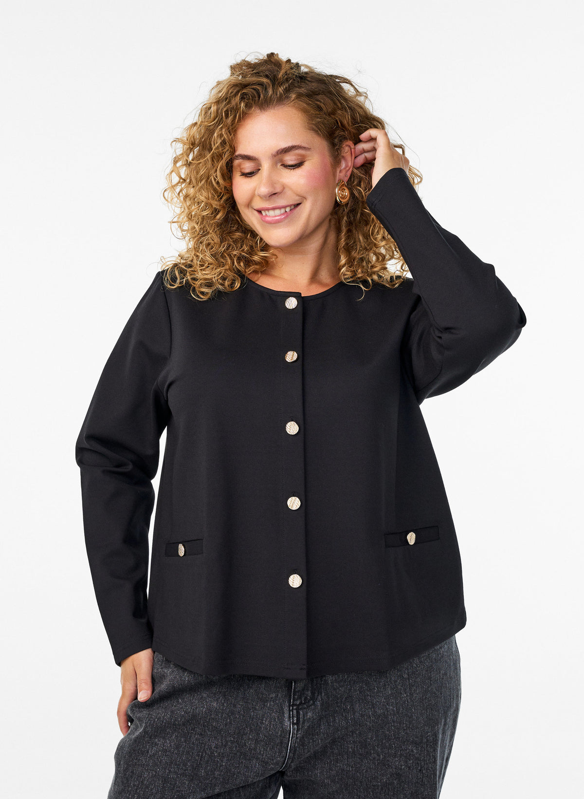 Zizzi Cerise Cardigan in Black
