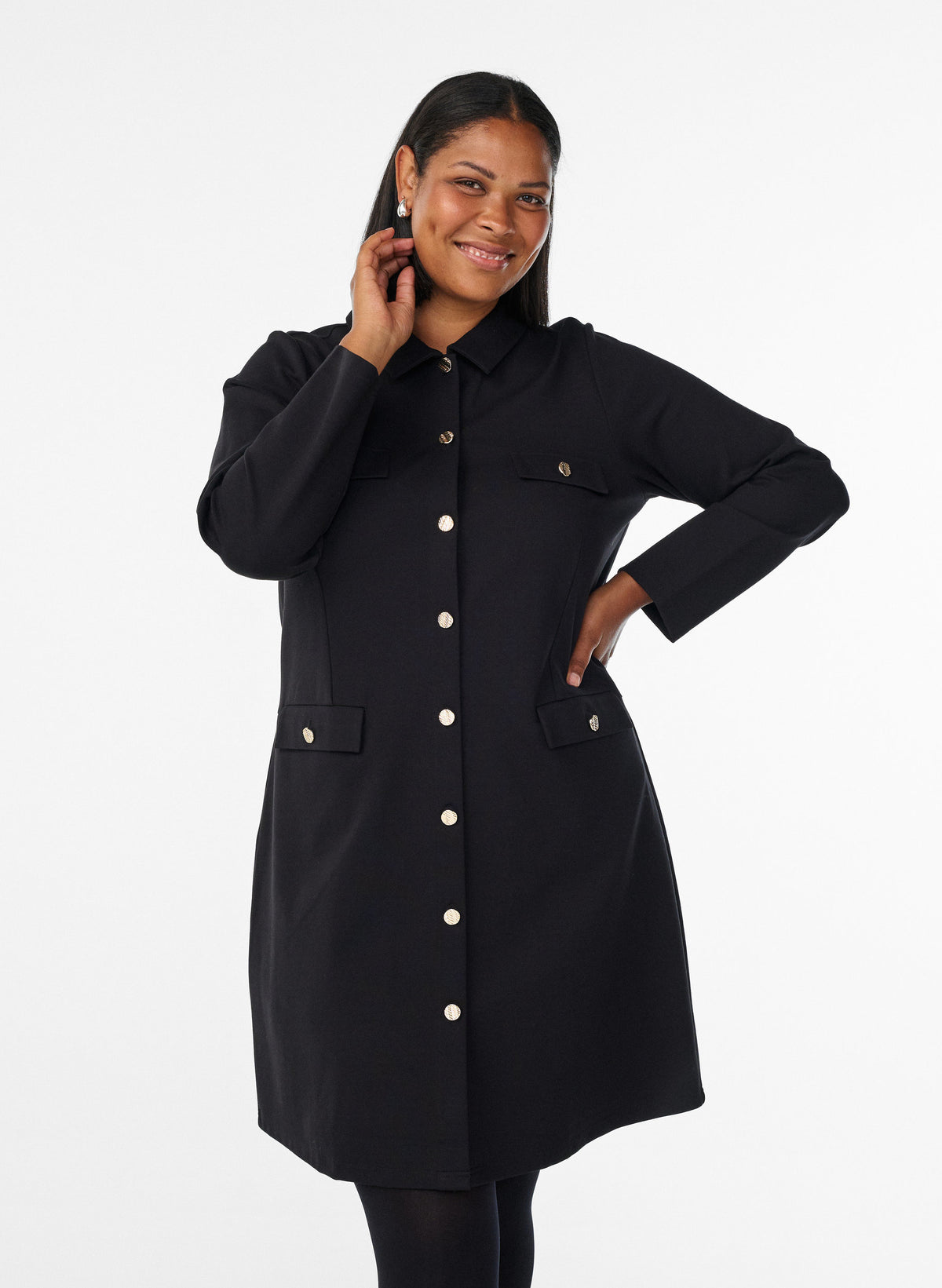 Zizzi Cerise Shirt Dress in Black