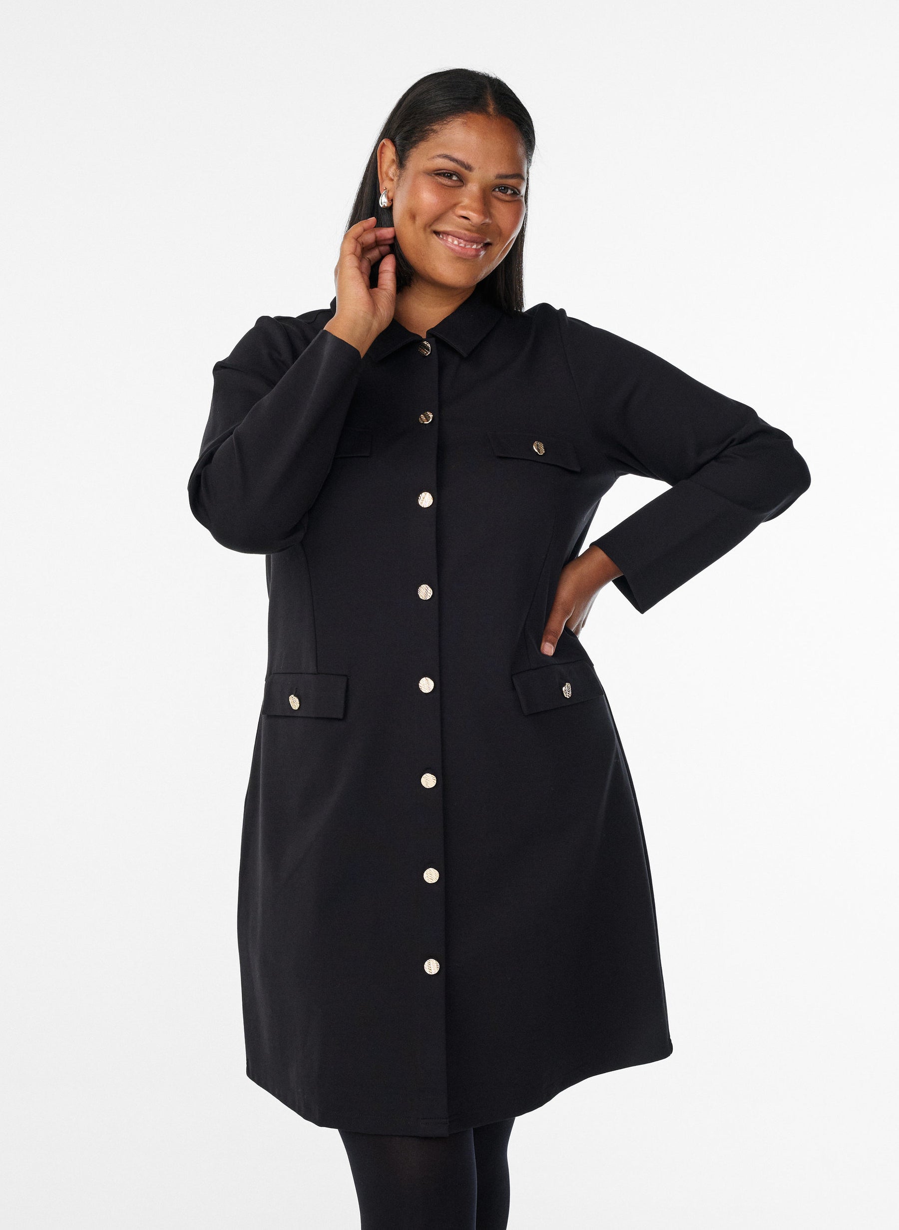 Zizzi Cerise Shirt Dress in Black
