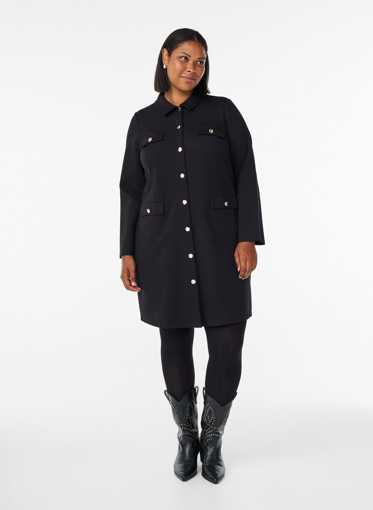 Zizzi Cerise Shirt Dress in Black