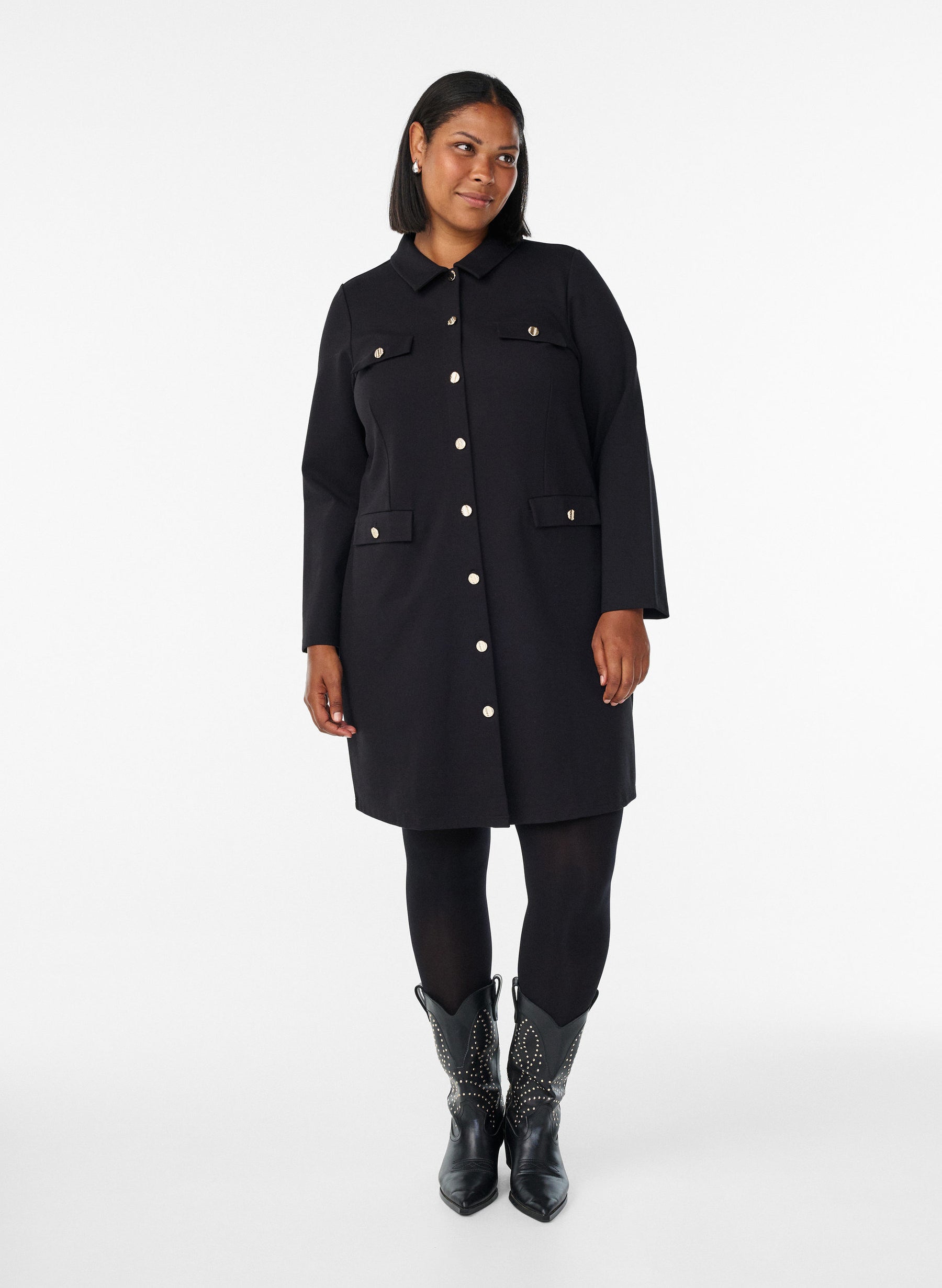 Zizzi Cerise Shirt Dress in Black