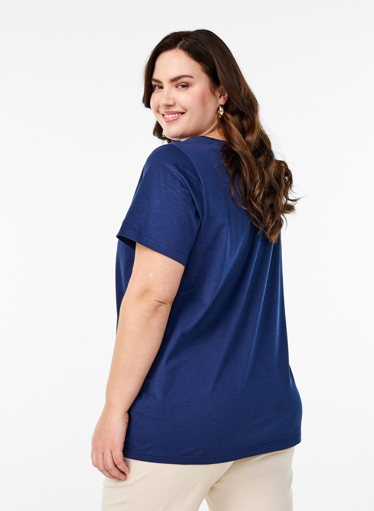 Zizzi Elin Strawberry T-Shirt in Navy