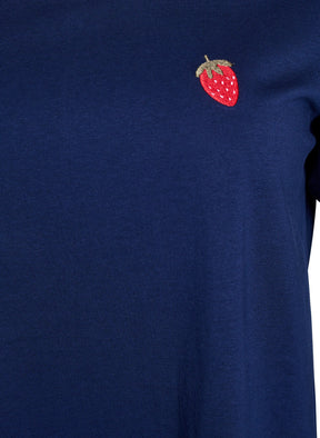 Zizzi Elin Strawberry T-Shirt in Navy
