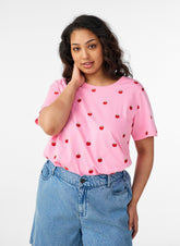 Zizzi Elin T-Shirt in Pink Tomato 