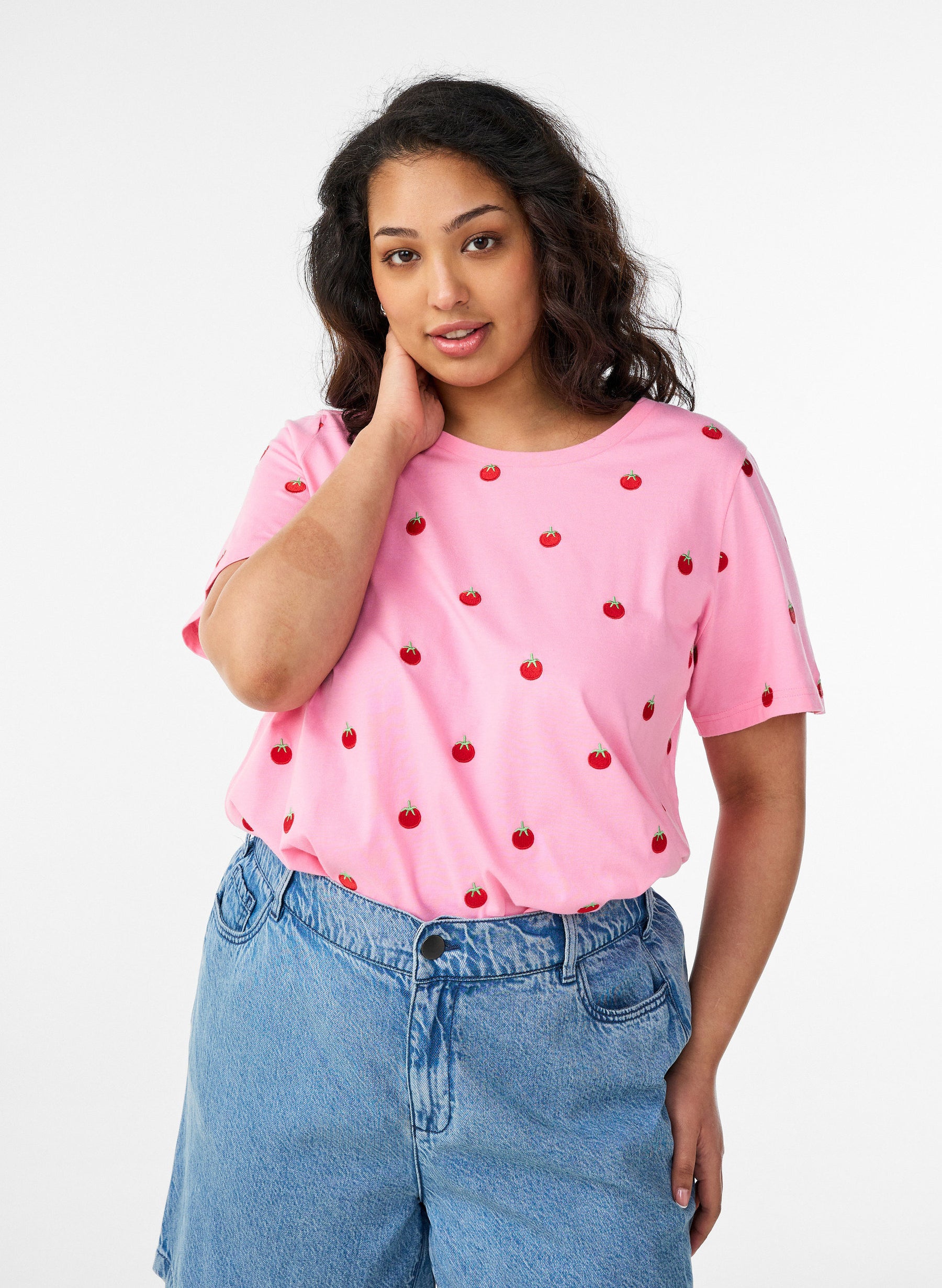 Zizzi Elin T-Shirt in Pink Tomato 
