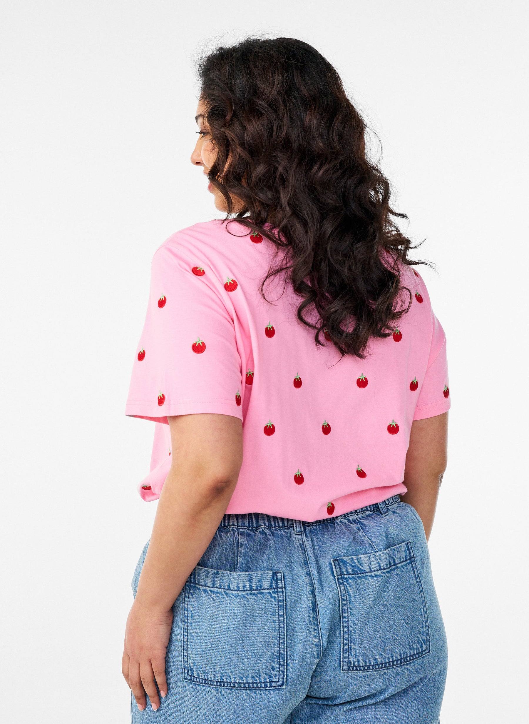 Zizzi Elin T-Shirt in Pink Tomato