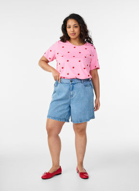 Zizzi Elin T-Shirt in Pink Tomato 