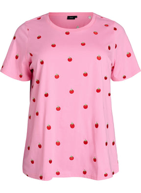 Zizzi Elin T-Shirt in Pink Tomato 