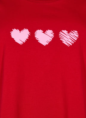 Zizzi Elin T-Shirt in Red Hearts