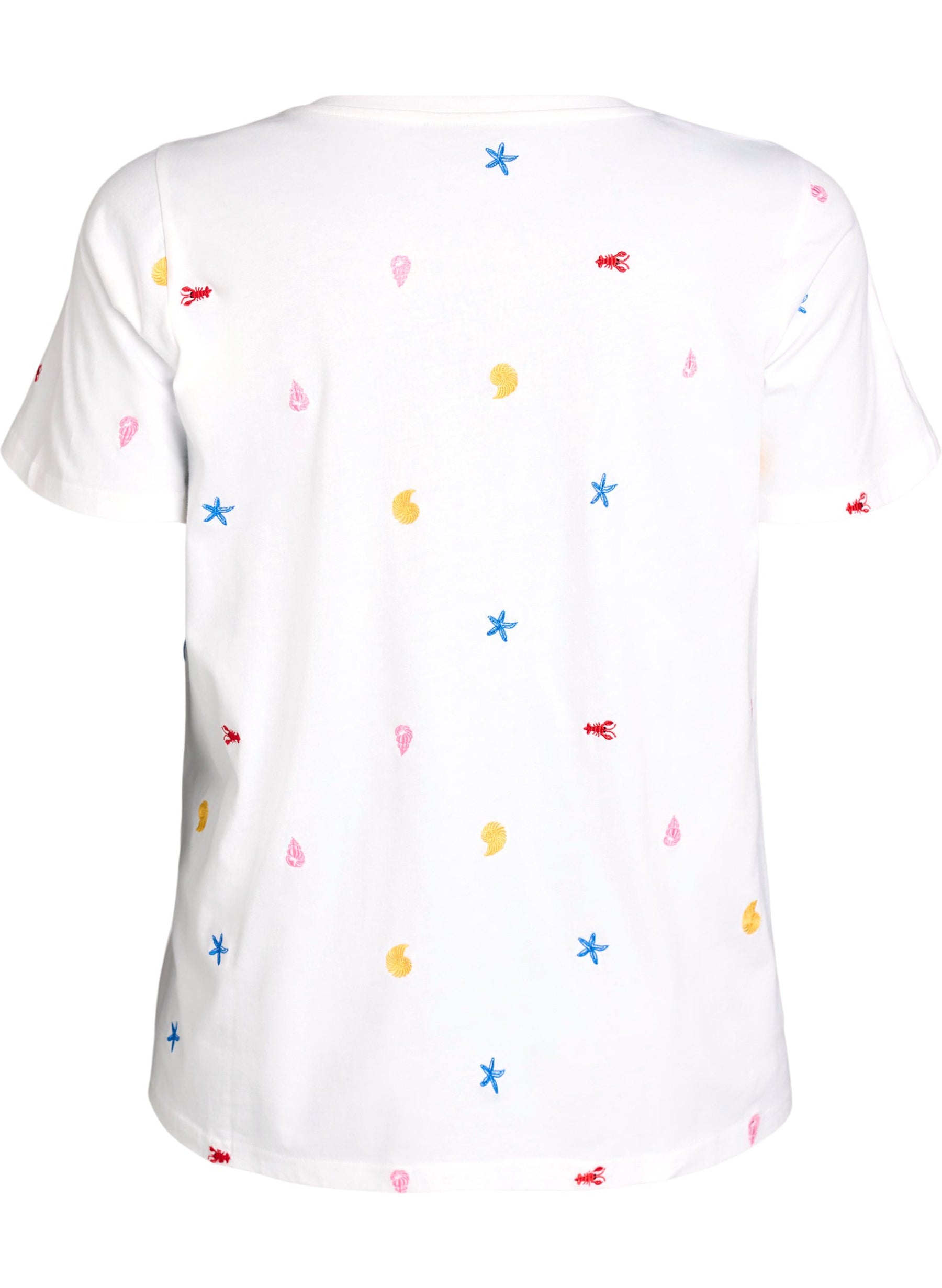 Zizzi Elin T-Shirt in White with Seashells 